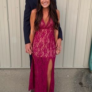 Luxxel Pink Maxi Lace Dress